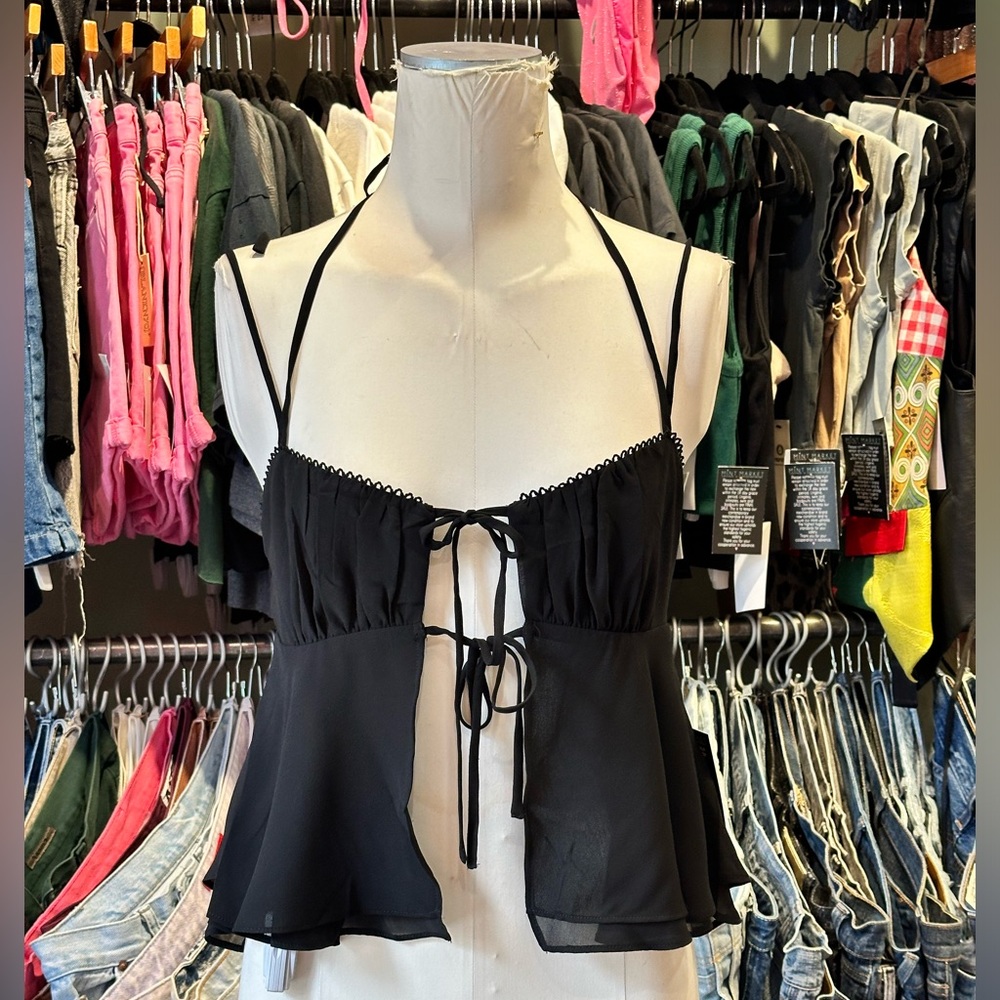 JESSA BabyDoll Cami Tank Top- Black